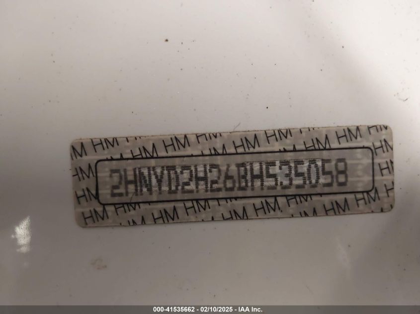 2011 Acura Mdx VIN: 2HNYD2H26BH535058 Lot: 41535662