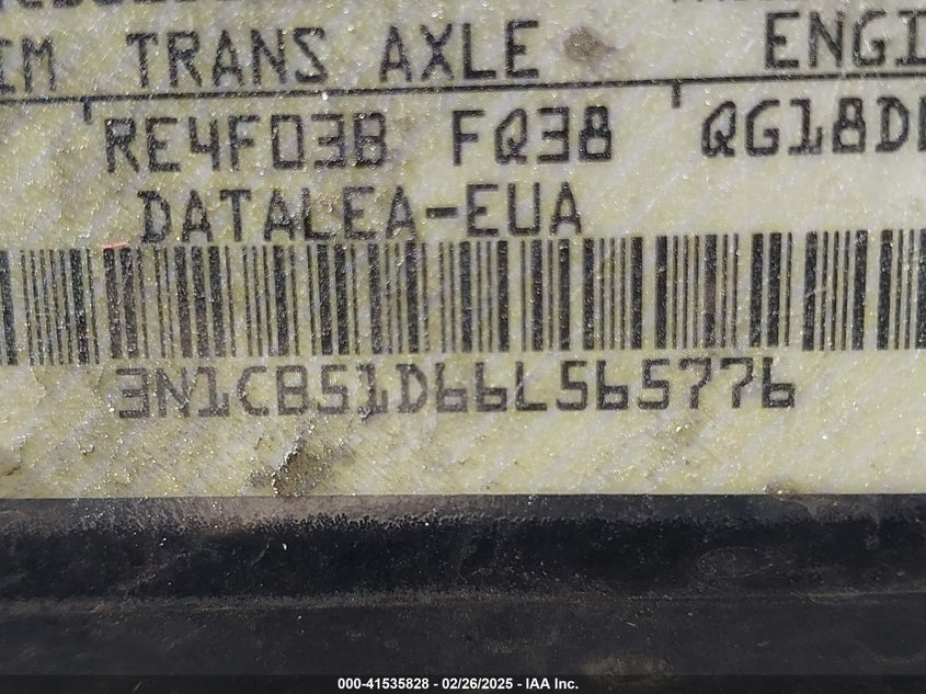 2006 NISSAN SENTRA VIN: 3N1CB51D66L565776