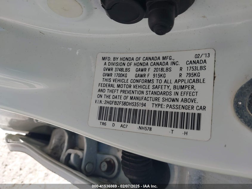 2013 HONDA CIVIC LX - 2HGFB2F58DH535194