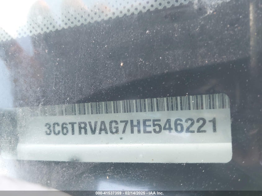 2017 Ram Promaster 1500 Low Roof 136 Wb VIN: 3C6TRVAG7HE546221 Lot: 41537359