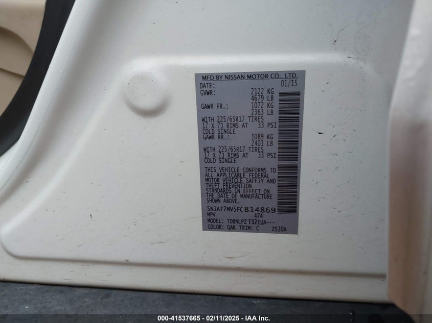 2015 NISSAN ROGUE S - 5N1AT2MV5FC814869