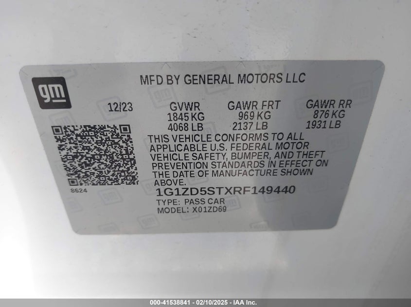 2024 CHEVROLET MALIBU FWD 1LT - 1G1ZD5STXRF149440