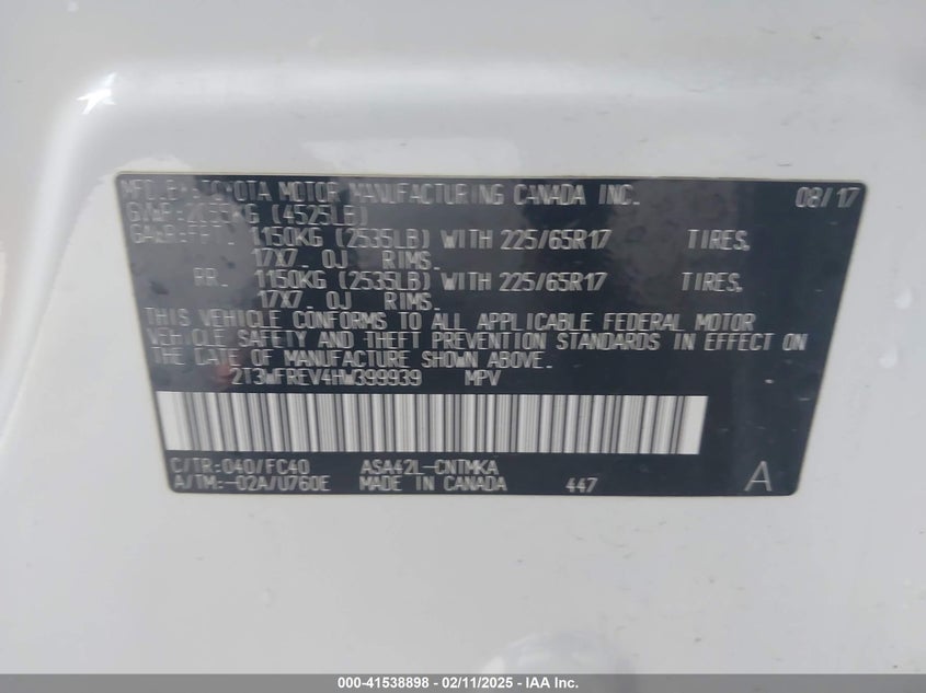 2017 TOYOTA RAV4 XLE - 2T3WFREV4HW399939