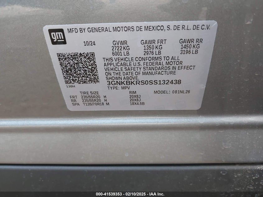 2025 CHEVROLET BLAZER AWD RS - 3GNKBKRS0SS132438