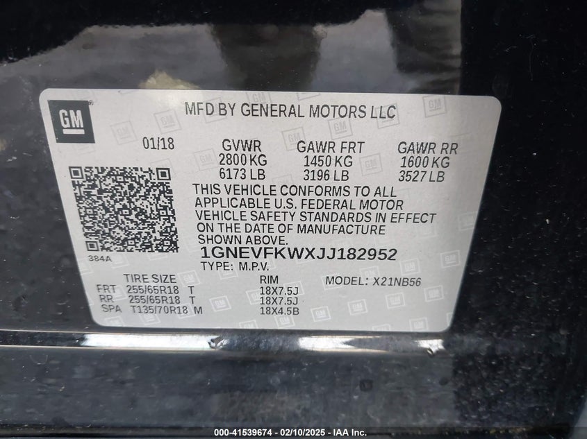 2018 CHEVROLET TRAVERSE LS - 1GNEVFKWXJJ182952