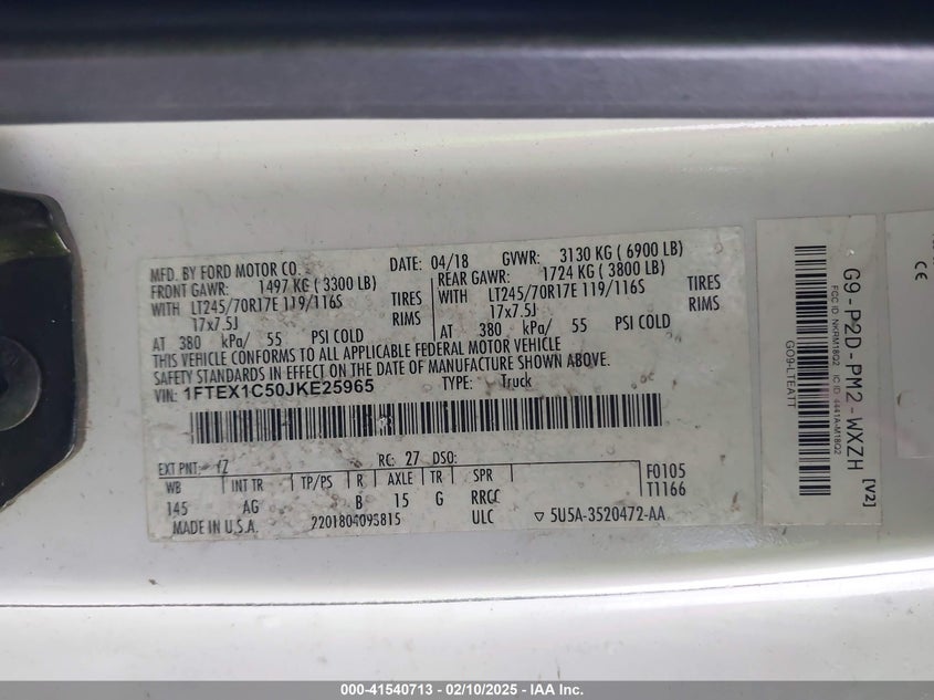 2018 FORD F-150 XL - 1FTEX1C50JKE25965