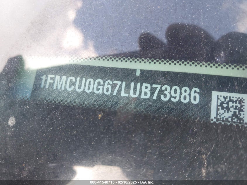 VIN 1FMCU0G67LUB73986 2020 FORD ESCAPE SE