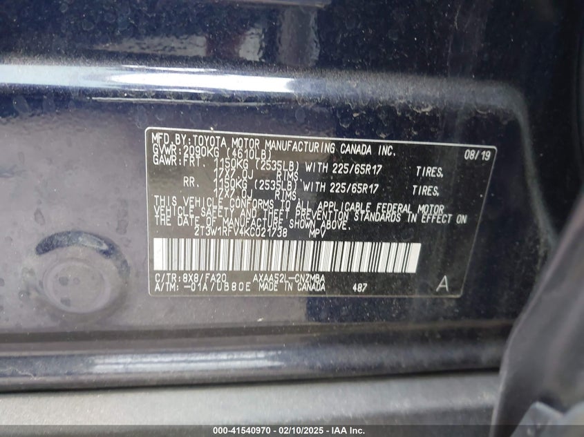 2019 TOYOTA RAV4 XLE - 2T3W1RFV4KC021738