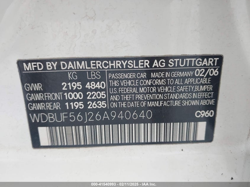 2006 MERCEDES-BENZ E 350 VIN: WDBUF56J26A940640