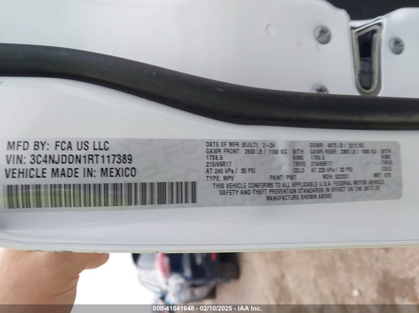 VIN 3C4NJDDN1RT117389 2024 JEEP COMPASS TRAILHAWK 4X4