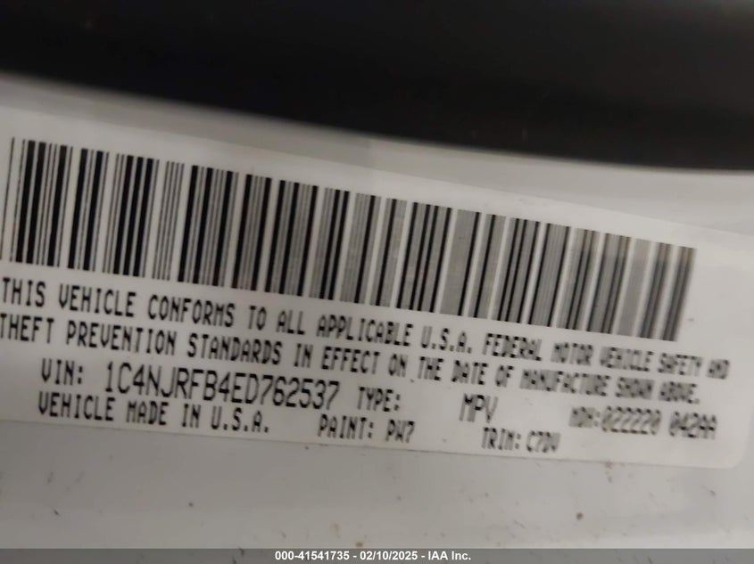 2014 JEEP PATRIOT LATITUDE - 1C4NJRFB4ED762537