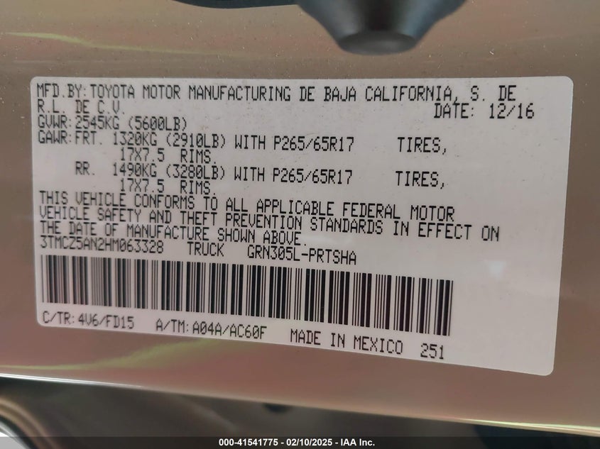 2017 TOYOTA TACOMA TRD SPORT - 3TMCZ5AN2HM063328