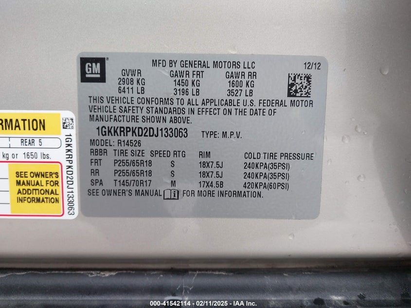 2013 GMC ACADIA SLE-2 - 1GKKRPKD2DJ133063