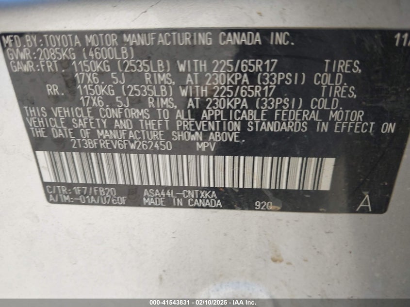 2015 TOYOTA RAV4 LE - 2T3BFREV6FW262450