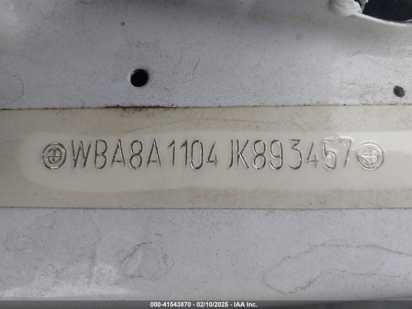 2018 BMW 320I VIN: WBA8A1104JK893457 Lot: 41543870