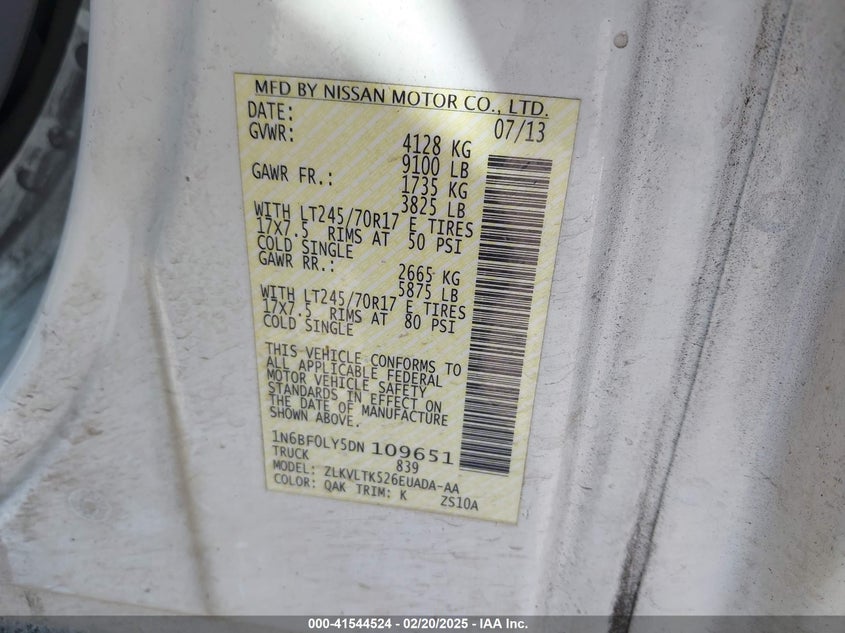 2013 NISSAN NV CARGO NV2500 HD SV V6 - 1N6BF0LY5DN109651