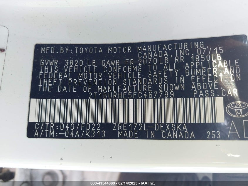2015 TOYOTA COROLLA S PLUS - 2T1BURHE5FC467799