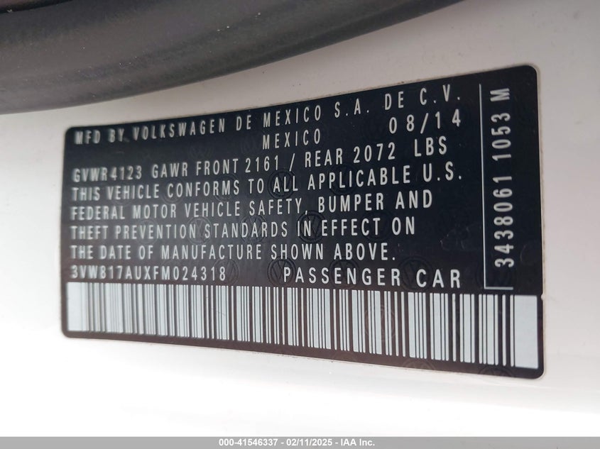 2015 VOLKSWAGEN GOLF LAUNCH EDITION 2-DOOR - 3VW817AUXFM024318