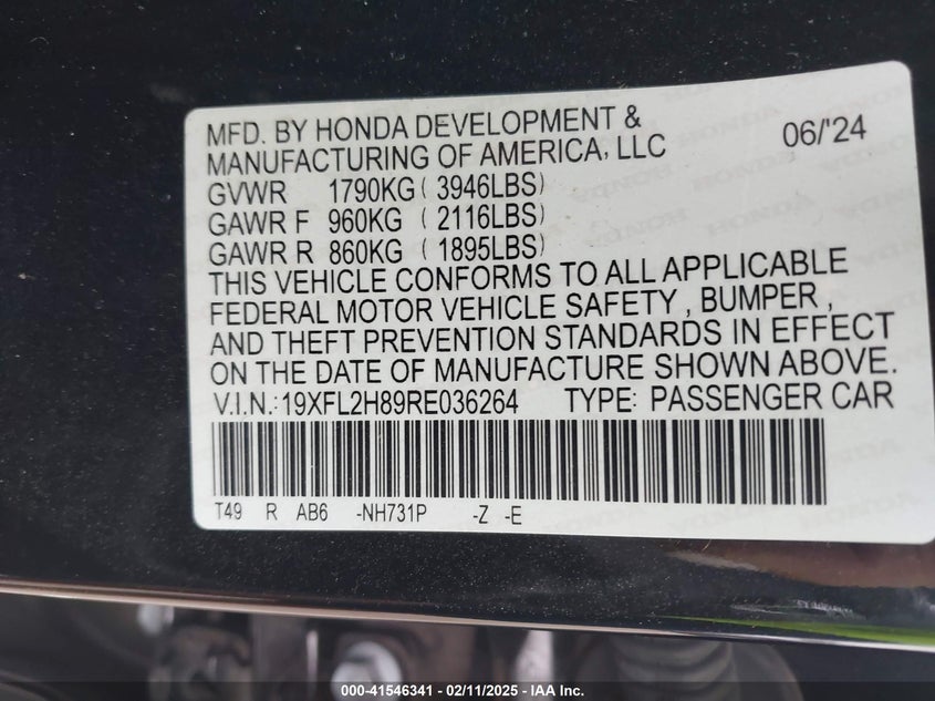2024 HONDA CIVIC SPORT - 19XFL2H89RE036264