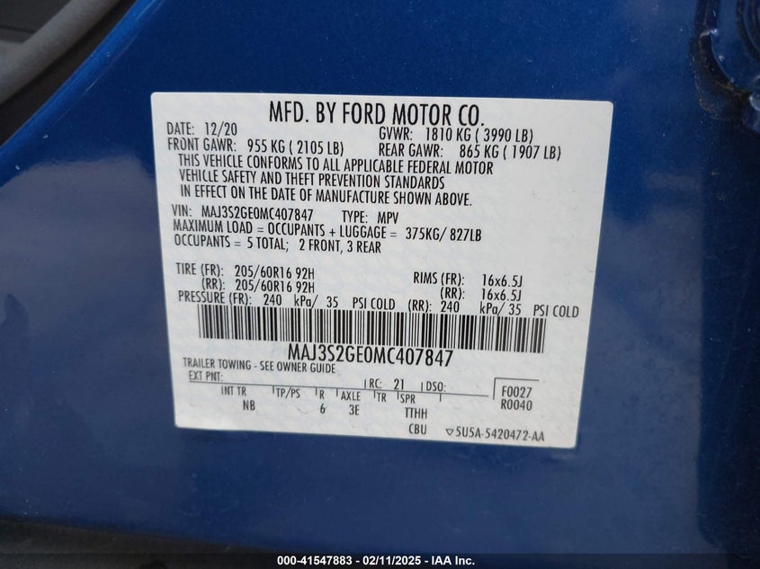 2021 FORD ECOSPORT SE - MAJ3S2GE0MC407847