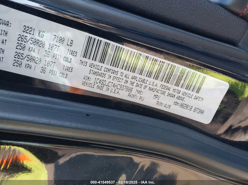 2017 DODGE DURANGO R/T AWD - 1C4SDJCT4HC937808