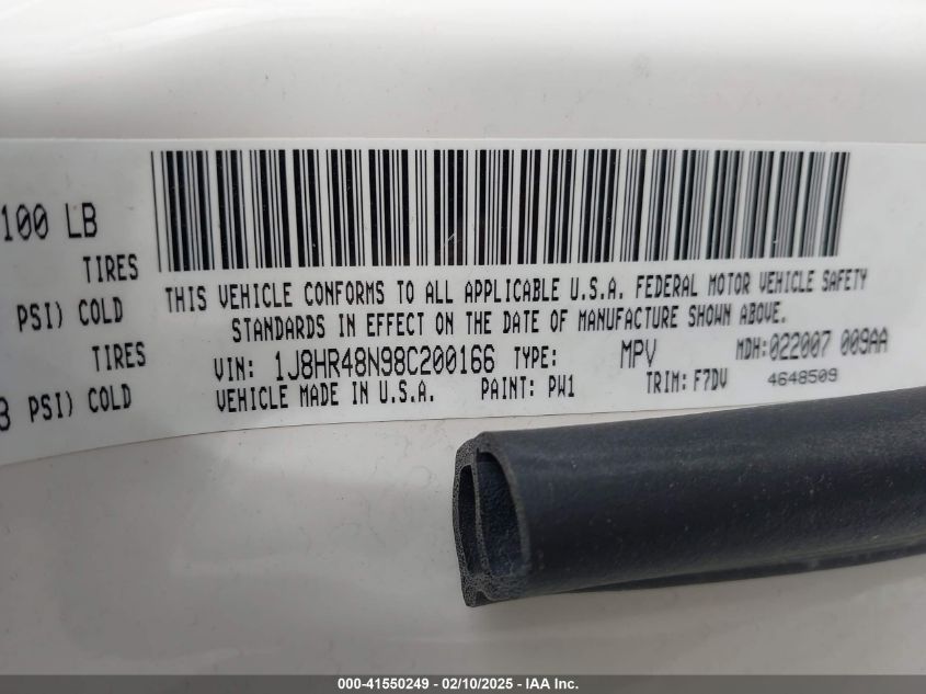2008 Jeep Grand Cherokee Laredo VIN: 1J8HR48N98C200166 Lot: 41550249