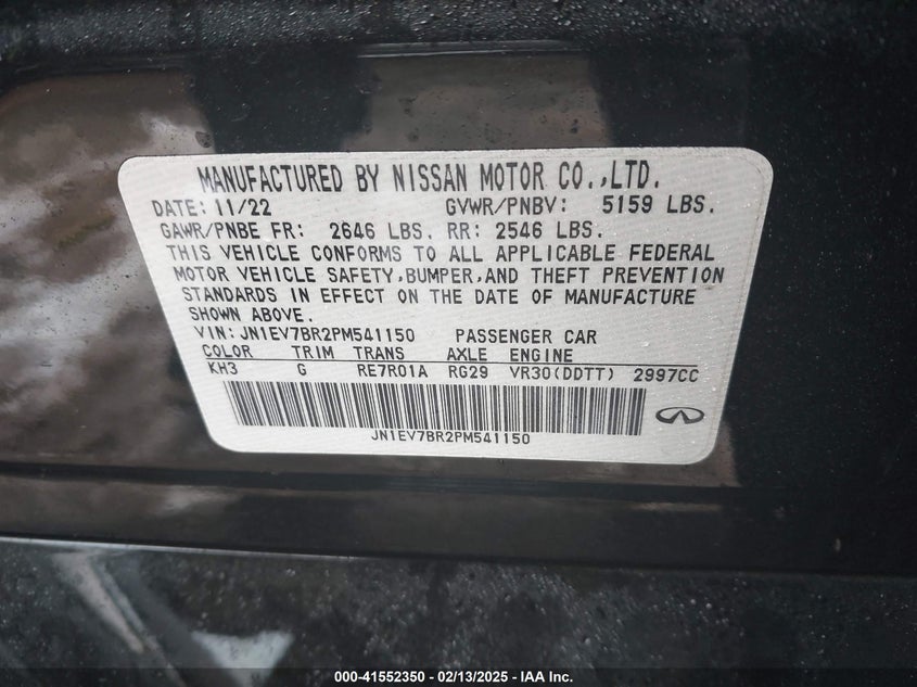 2023 INFINITI Q50 VIN: JN1EV7BR2PM541150