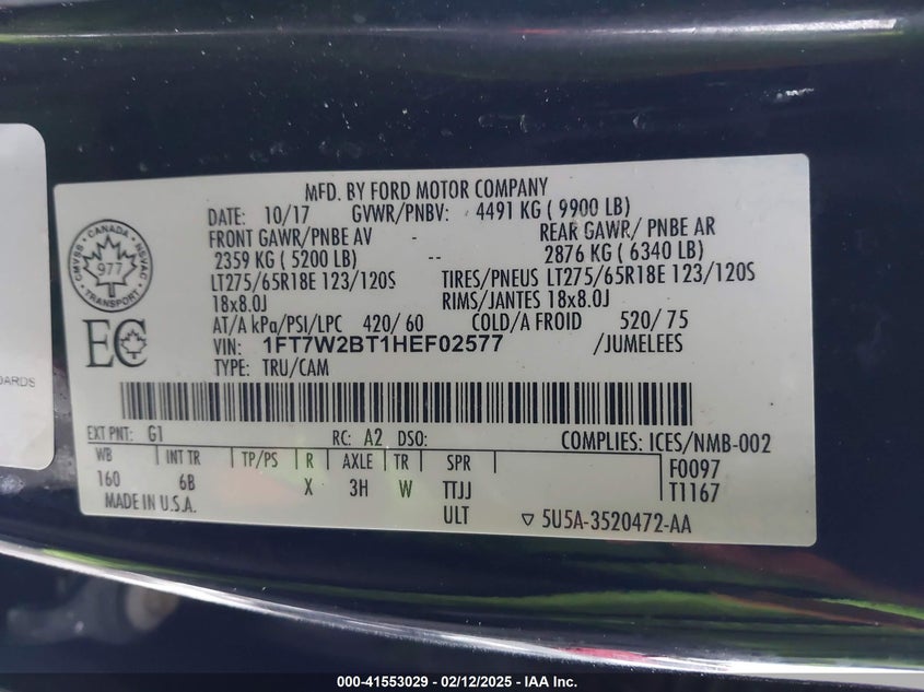 2017 FORD F-250 LARIAT - 1FT7W2BT1HEF02577