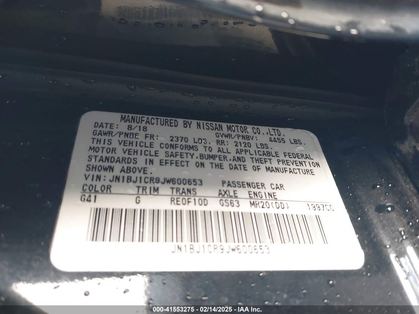 2018 Nissan Rogue Sport S VIN: JN1BJ1CR9JW600653 Lot: 41553275