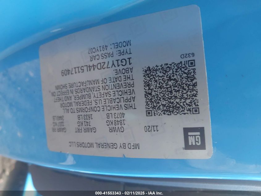 2020 Chevrolet Corvette Stingray - 1G1Y72D44L5117409