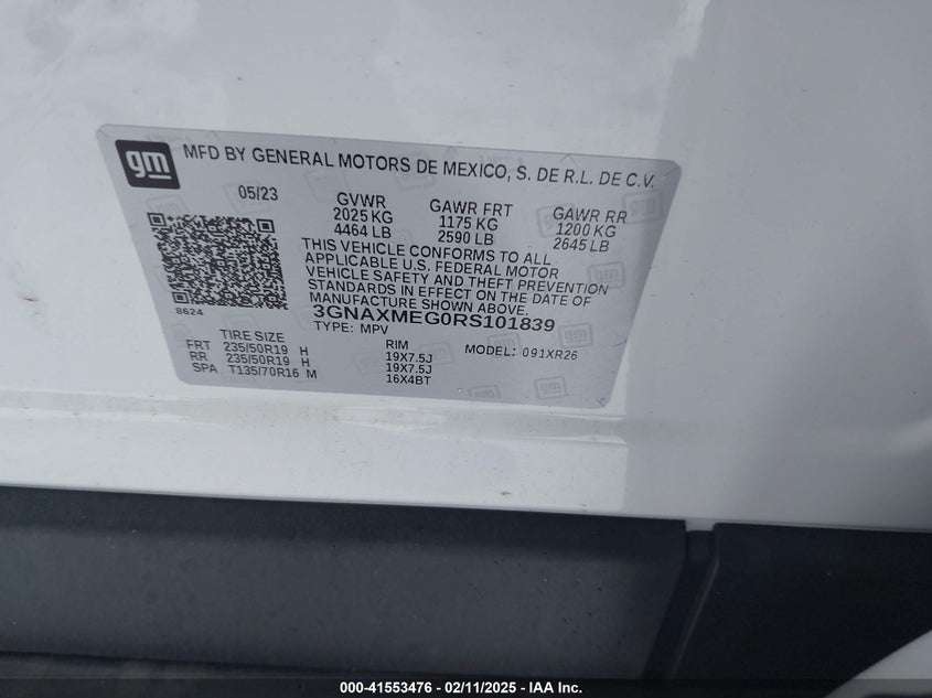 2024 CHEVROLET EQUINOX VIN: 3GNAXMEG0RS101839