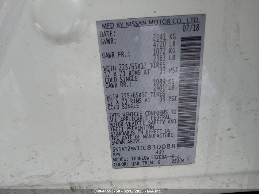 2018 NISSAN ROGUE SV - 5N1AT2MV1JC830088