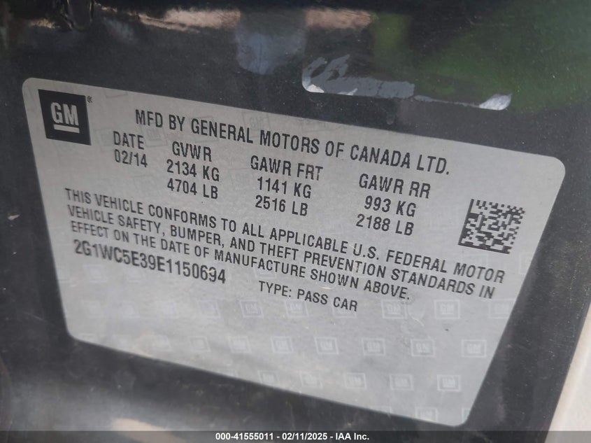 2014 CHEVROLET IMPALA LIMITED VIN: 2G1WC5E39E1150694