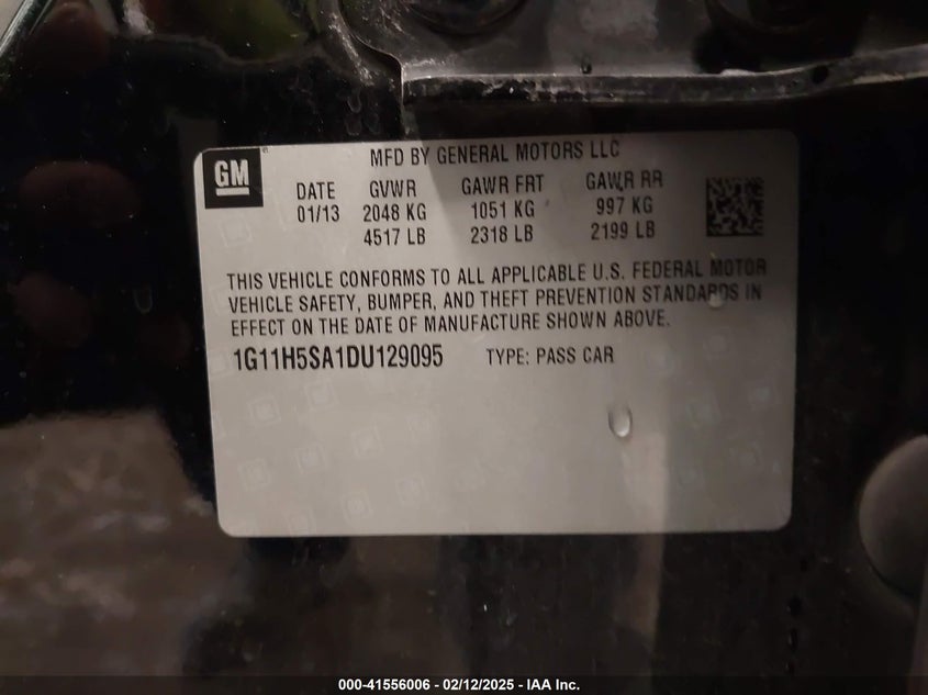 2013 CHEVROLET MALIBU 1LZ - 1G11H5SA1DU129095