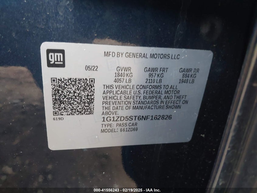 2022 CHEVROLET MALIBU FWD LT - 1G1ZD5ST6NF162826