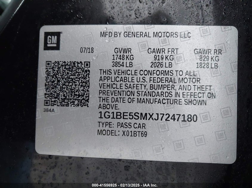 2018 CHEVROLET CRUZE LT AUTO - 1G1BE5SMXJ7247180