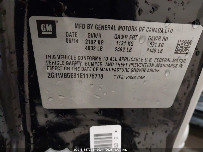 2014 CHEVROLET IMPALA LIMITED LT - 2G1WB5E31E1178718