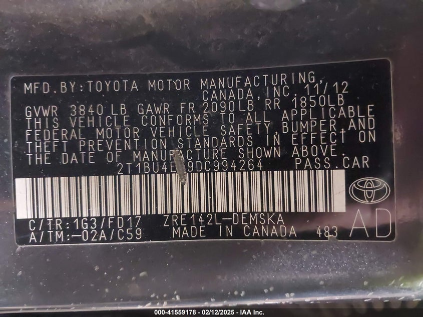 2013 TOYOTA COROLLA S - 2T1BU4EE9DC994264