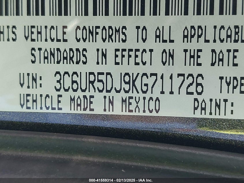 2019 RAM 2500 BIG HORN  4X4 6'4 BOX - 3C6UR5DJ9KG711726
