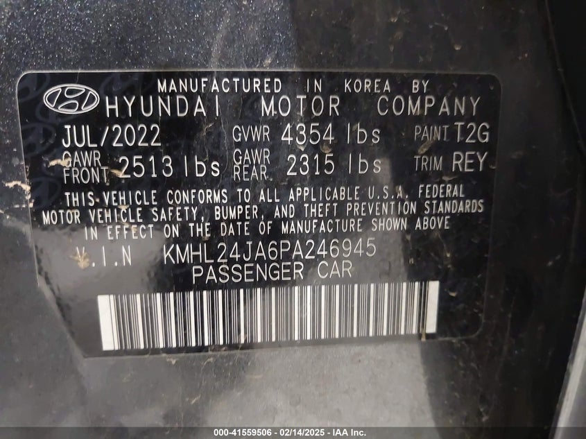 2023 HYUNDAI SONATA VIN: KMHL24JA6PA246945