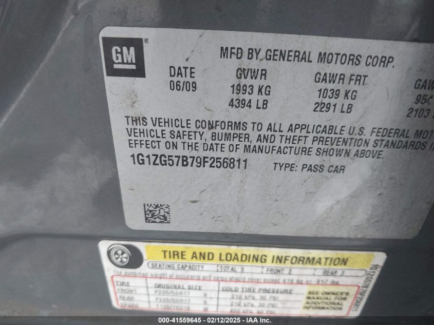 2009 Chevrolet Malibu Ls VIN: 1G1ZG57B79F256811 Lot: 41559645