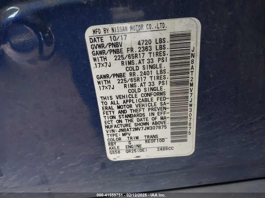 2018 NISSAN ROGUE SV - JN8AT2MV7JW307875