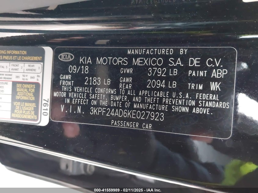 2019 KIA FORTE LXS - 3KPF24AD6KE027923