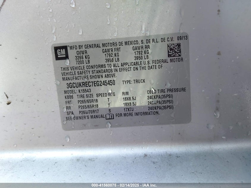 2014 CHEVROLET SILVERADO 1500 1LT - 3GCUKREC7EG245450