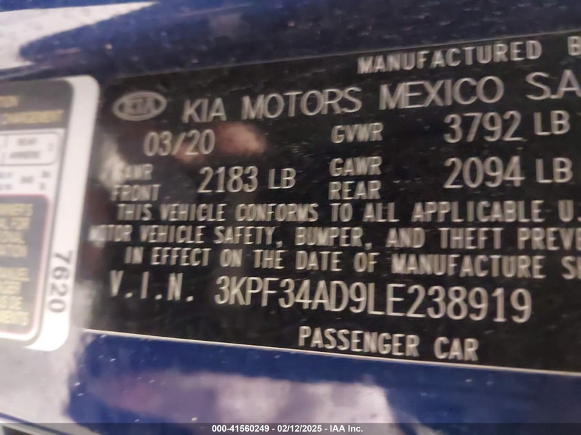 2020 KIA FORTE GT-LINE - 3KPF34AD9LE238919