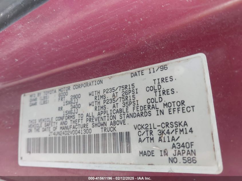 1997 Toyota Pickup VIN: 23530042641101017 Lot: 41561196