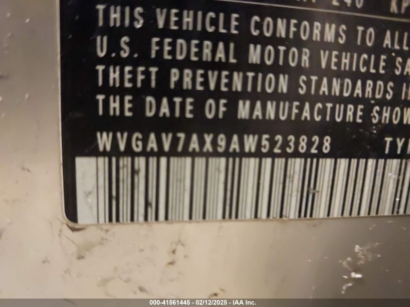 2010 Volkswagen Tiguan Wolfsburg Edition VIN: WVGAV7AX9AW523828 Lot: 41561445