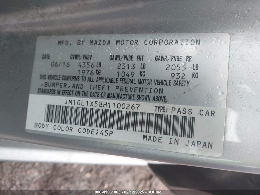 2017 MAZDA MAZDA6 GRAND TOURING - JM1GL1X58H1100267