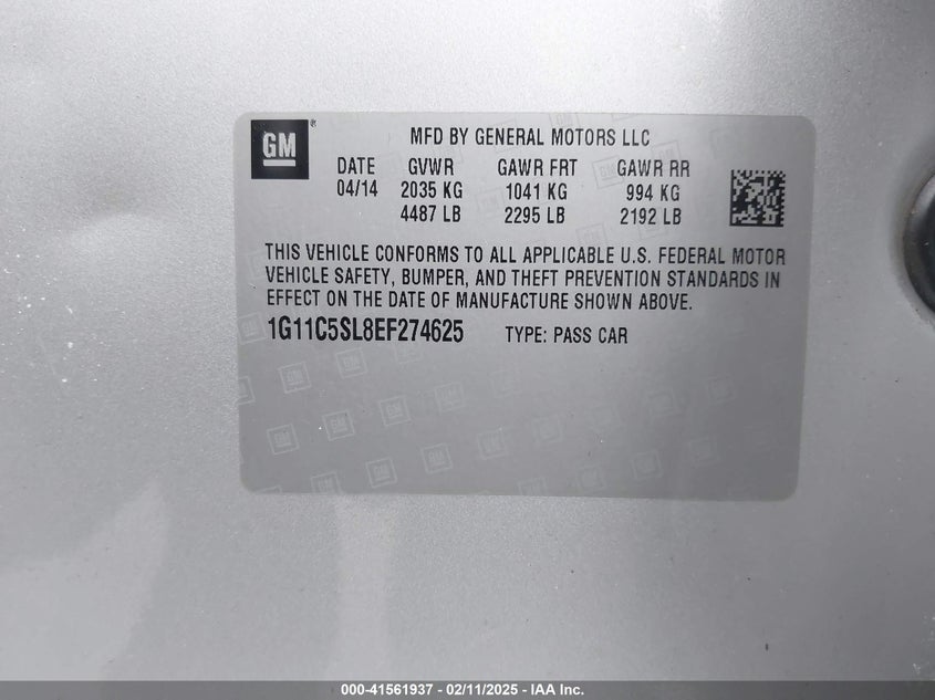 2014 CHEVROLET MALIBU 1LT - 1G11C5SL8EF274625