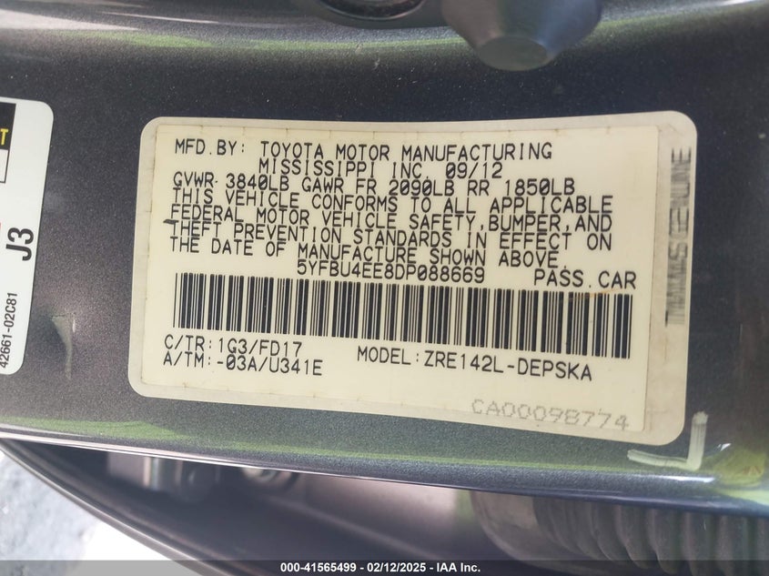 2013 TOYOTA COROLLA S - 5YFBU4EE8DP088669